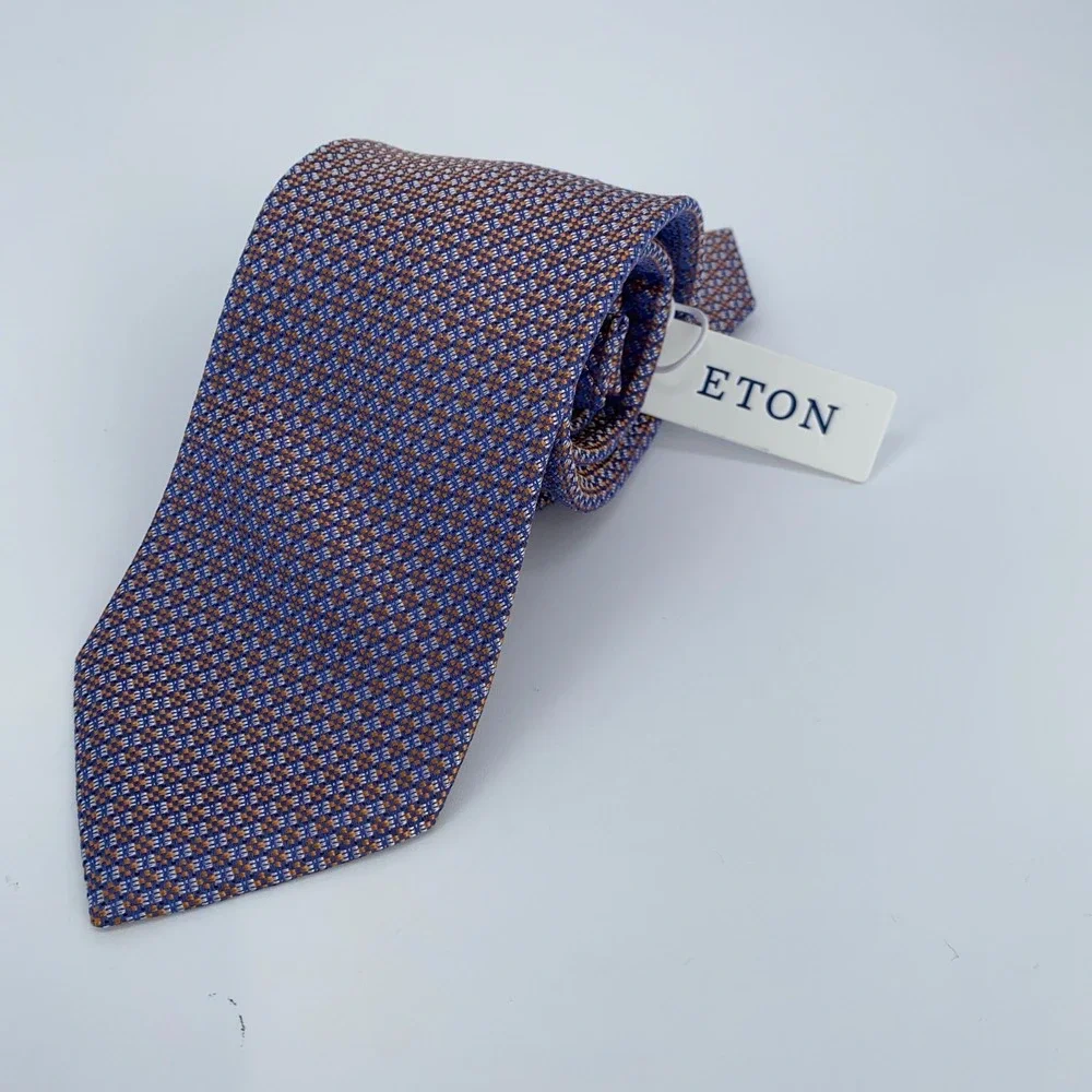 Eton Tie Mens One Size Multi Patterned Silk‎ Classic Fit Necktie Italy Made NWT